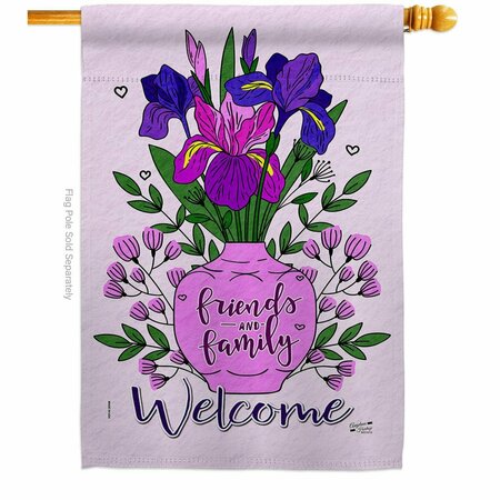 PATIO TRASERO Welcome Irises Floral Double-Sided Garden Decorative House Flag, Multi Color PA3905092